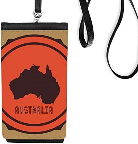 Австралија мапа црвена и црна илустрација Телефонска чанта чанта што виси мобилна торбичка црн џеб