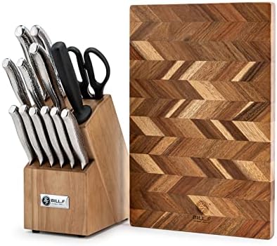 Блок со ножеви со кујнски ножеви поставени со табла за сечење 15 парчиња ултра остар нож од не'рѓосувачки челик за кујнски дом најважни работи