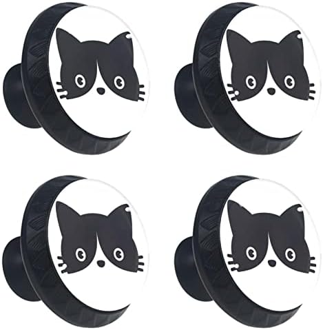 Kraido Cat Cartoon Cartoon Phatement Fraights рачки 4 парчиња тркалезно копче за кабинети со завртки погодни за домашна бања бања Мебел за