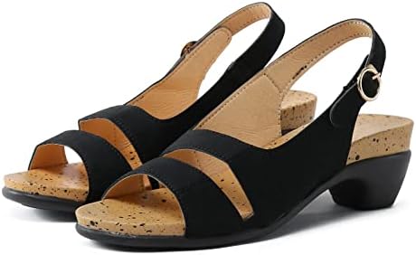 Сандали од Гуфесф за жени облечени лето, жени обични клинови сандали удобни отворени пети ниски буци пета сандали