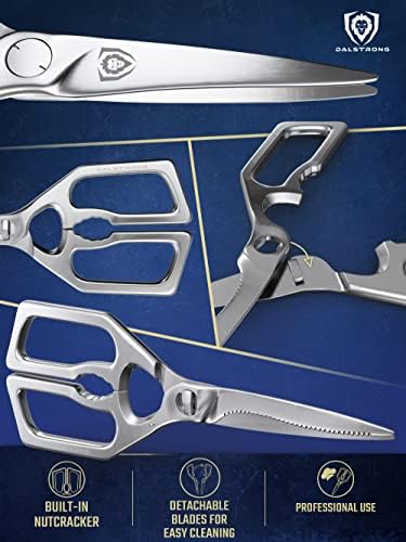 Далстронг професионални кујнски ножици - 420J2 јапонски не'рѓосувачки челик - амбидексни кујнски ножици - одвојување - Остри сечило со тешки должни