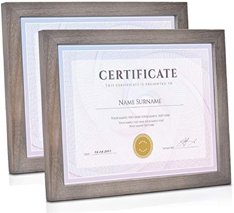 Емфого Рамки за слики 8,5 x 11 сертификати рамки за диплома со држач за рустикално дрво со рамки со стакло со висока дефиниција за комплет