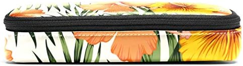 Тропски егзотичен тендер прекрасни цвеќиња 84x55in кожа молив со молив, торба со пенкало со двоен патенти за чување торба за чување торби за училишна