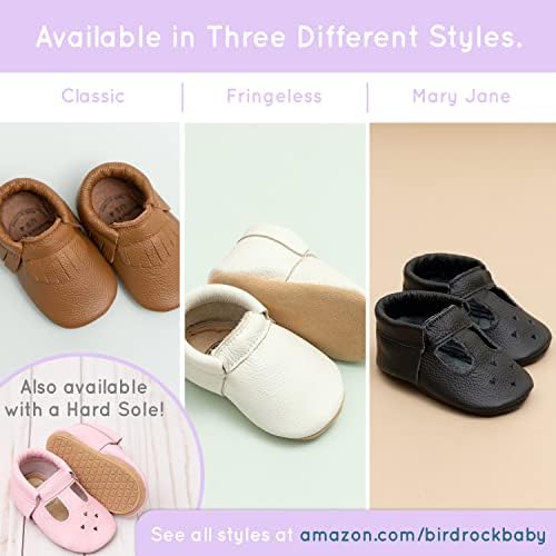Birdrock Baby Mary Jane Moccasins - Оригинална кожа мека ѓон девојчиња чевли за новороденчиња, новороденчиња, бебиња и мали деца