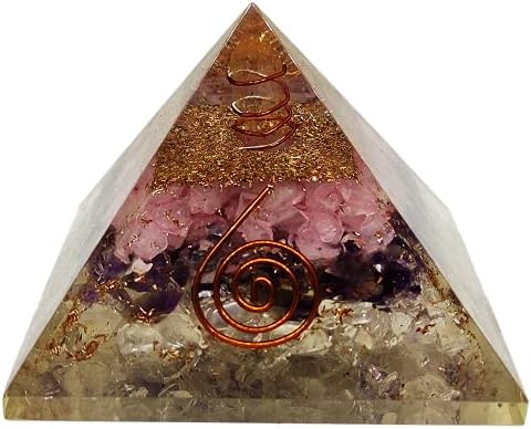 Sharvgun Amethyst, Crystal & Rose Quartz Stone Orgonite Pyramid Pyramid Crystal Crystal 65-75mm