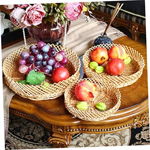 Солустра 1 парчиња корпа за складирање плетени тркалезни корпи овошје бонбони ткаени корпи ткаени закуски корпа за зеленчук фиока