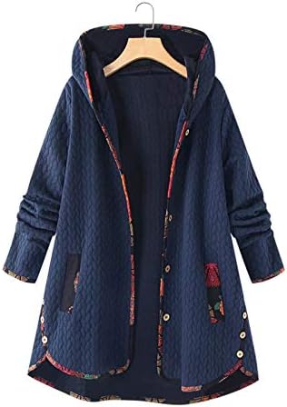 Prdecexlu Зимски туники дуксери дами моден роденден со долг ракав Баги полиестерски палта во боја на бои за удобно копче со качулка