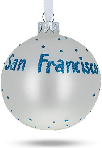 Сан Франциско, трамвајски стаклен божиќен украс 3,25 инчи