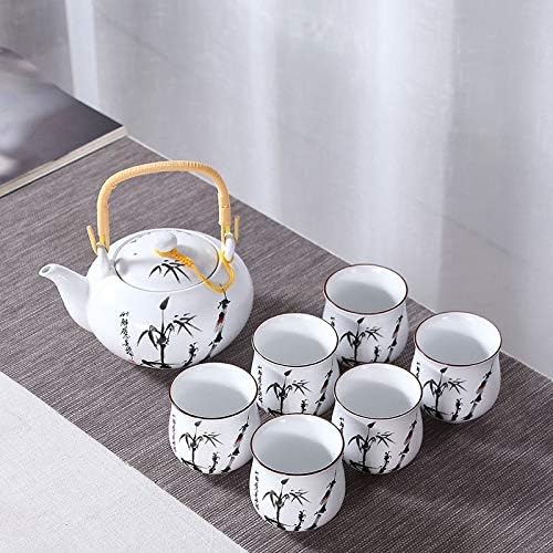 JYDQM 8PCS Рачно изработена порцеланска глазура боја кунг фу чај сет Зен чај здравство затегнување голем капацитет чајник чајник сад и чаши