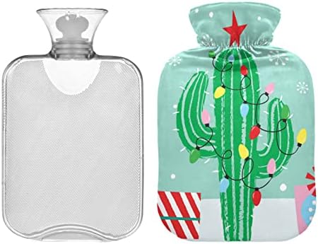 Шишиња со топла вода со покритие Божиќно кактус претставува торба со топла вода за олеснување на болката, деца возрасни, подлога за