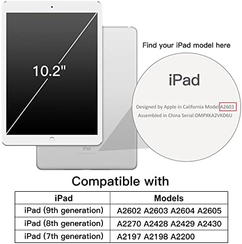 Џетех Случај за iPad 10,2-Инчен, 9-ти/8-ми/7-та Генерација Со Држач За Моливи, Мулти-Агол Штанд Мек Tpu Заштитен Капак Автоматско