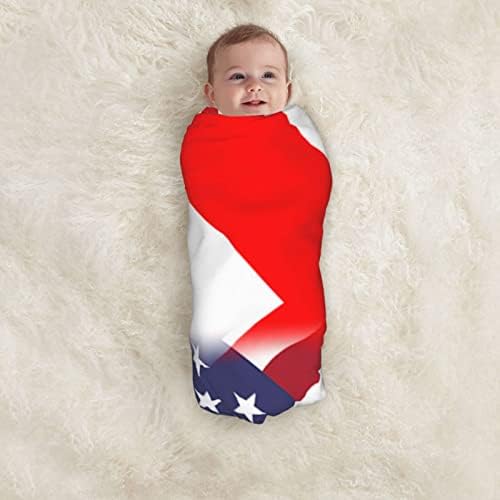 Американско знаме и грузиско знаме бебе ќебе што прима ќебе за обвивка за покривање на новороденчиња за новороденчиња