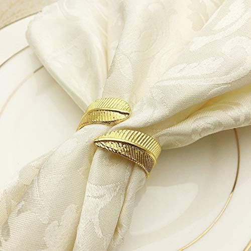 Прстен од салфетка 12 парчиња/лота златни лисја прстени од салфетка злато лисја крштевање метални држачи за салфетка за венчавки за