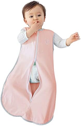ЛИЛБЕСТИЈА вреќа за спиење, торба за спиење за бебиња 0,5 Тог памук Муслин дете што носи ќебе со двонасочен патент, розова, м