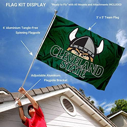 Кливленд Државниот Викинзите Знаме И Пол Заградата Планината Пакет