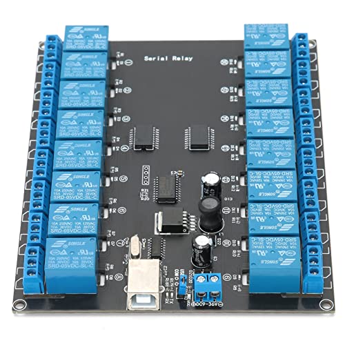Модул за реле Sh-Ruidu, 16 канали 9-36V USB контролиран SPDT Switch Module Opto-изолирана табла за едноставна вклучена/исклучена електрична опрема