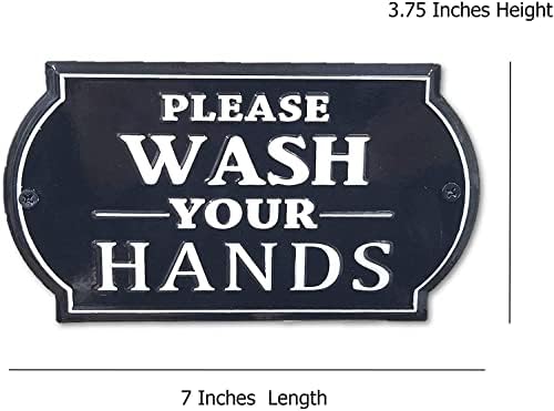 Незгодниот ќош „Ве молиме измијте ги рацете гроздобер фарма куќа за бања и кујна декор 7„ x 3,75 “