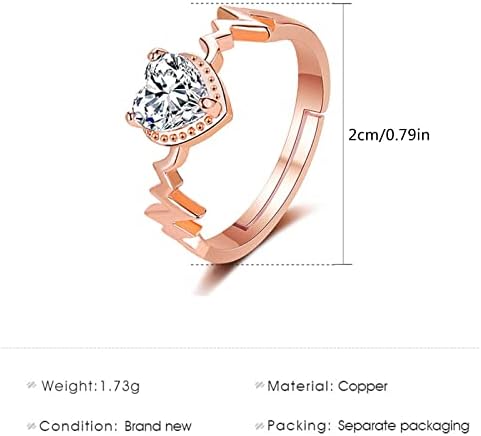 Евтини прстени за жени мода нов накит циркон прстен во форма на срце, креативен дијамантски дами прстен двојка прстен моден