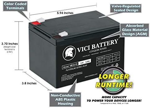Vici Battery 12V 12AH Батерија за Buzzaround Lite 3 Scooter GB147 GB147S - 2 производ за бренд на пакување