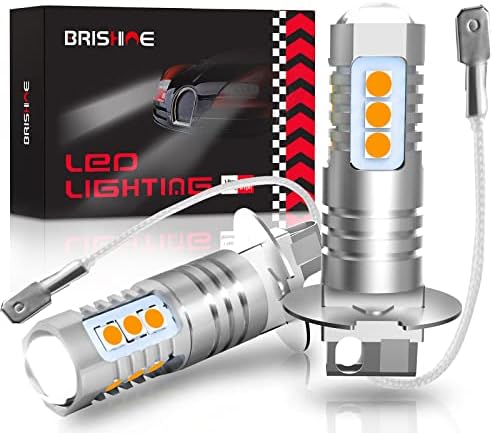 BRISHINE H3 LED Светилки За Магла Пакет од 2, Исклучително Светли 3030chips H3 LED Светилки СО Проектор за Автомобилски Светла