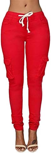 Angенски панталони за женски панталони со јога панталони со високи половини тенок, вклопуваат пантолони со џебови со мути, долги