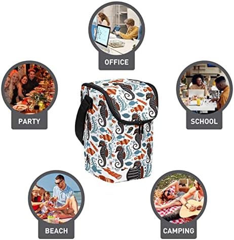 Торби за ручек За Жени Мажи, Изолирани Морски Коњи Школка Конха Морска Ѕвезда Кутија За Ручек Торба Со Прилагодлив Ремен За Рамо