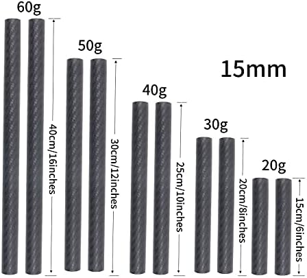 Фокусфото 15мм шипки со јаглеродни влакна од 40см/16inch должина за систем за поддршка на шипки од 15мм DSLR