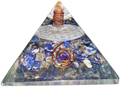 Лапс Лазули Камен пирамида заздравувачки кристали Реики Организиран пирамида Реики спритучен подарок со црвена торбичка за подароци