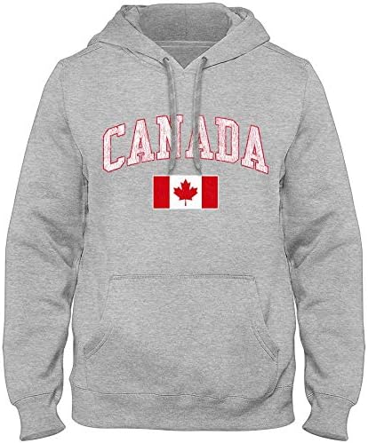 Билтен канадско знаме Худи | Канада MyCountry Vintage Premium Hoodie со бел зборник и знамето на земјата потресено печатење