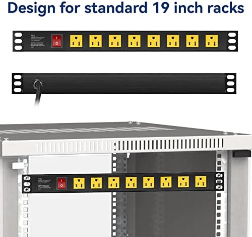 Ленти за напојување на решетката, 1U Rack Mount PDU Power Sparge Protector Former Rack 19 , 8 продажни места широко распространети,