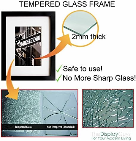 Луксузот на екранот „Луксуз“ направи прифатлива 2 парчиња 8 ”x10” калено стаклено фото -рамка во јаглен од орев од орев, финиш,
