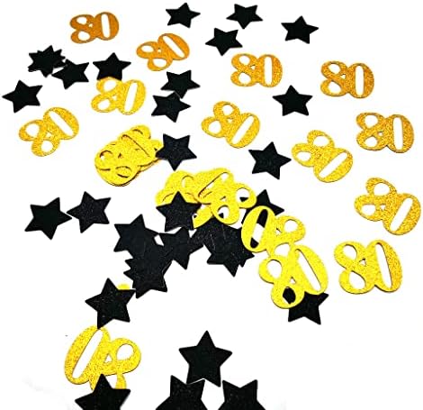 Злато 80 Конфети 80 Ти Роденден Конфети Црна Ѕвезда Конфети 80 Годишнина Партија Конфети За Забава Маса Декорација Материјали ИЛИ НАПРАВИ