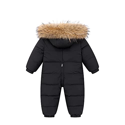 Детето зимски костум бебе девојчиња snossuity џемпер палто зимски надворешни патенти надолу со скок ромпер, црна 18-21 месеци