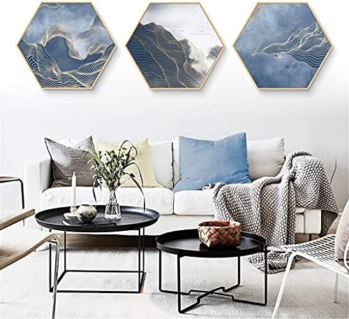 Dfhh wallидна уметност нордиски минималистички стил сина апстрактна шестоаголна дневна соба декорација на сликарство линија сликарска