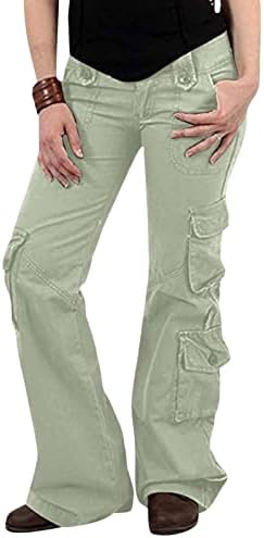Злови бели карго панталони за жени, женски широки товарни панталони со џебови широки панталони за нозе лабави долги панталони