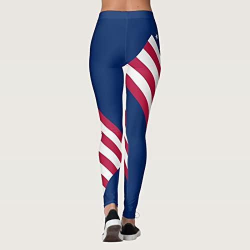 Американски хеланки на знаме за жени со висока половината 4 -ти јули хеланки на јога меки четкани атлетски тренинзи за кревање плен панталони