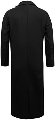Cokuera Womens Elegant цврста боја Долга јакна од ровови Трендовски измешан лап задебелен палто елегантен џеб палто со двојно гради