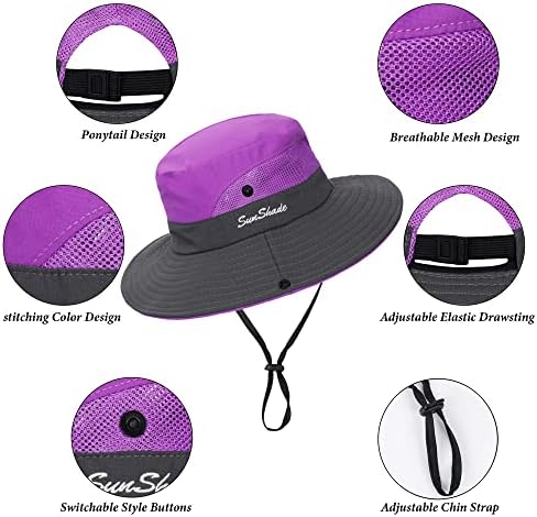 Сонце капа за жени лето УВ заштита капа од плажа Широка риболов капа за риболов со коњчиња