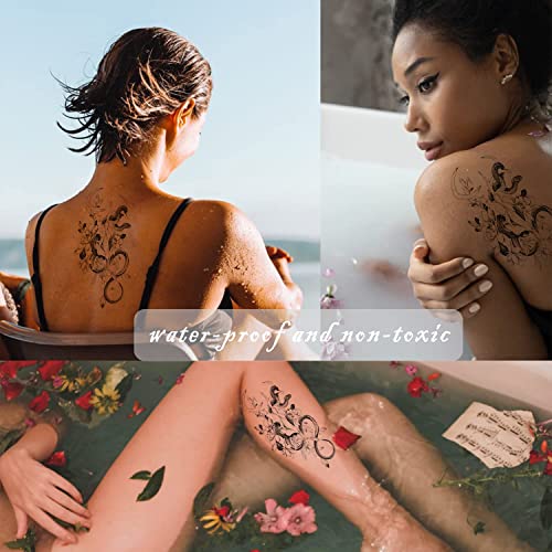 2 листови Цветни привремени тетоважи водоотпорна змија роза лажни тетоважи што изгледаат реално и последно долго за жени девојки возрасни