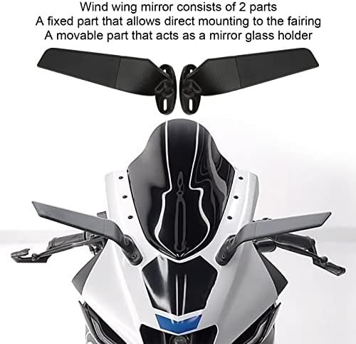 DIYDEG модифициран мотоцикл ретровизорско крило на ветерници, 2 парчиња прилагодливи странични ретровизори со широк агол на