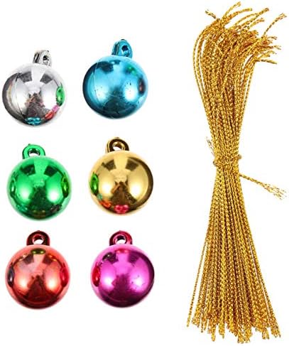 Bestoyard 100 парчиња Божиќни топчести украси мини сијалици мониста со јажиња распрскувани украси за новогодишни елки за занаетчиски
