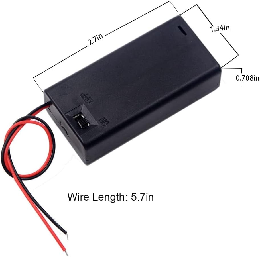 Држач за батерии за лампи 2 со прекинувач, 2x 1,5V АА Батеријата на батеријата со жици и вклучени/исклучени прекинувачи-мешунки
