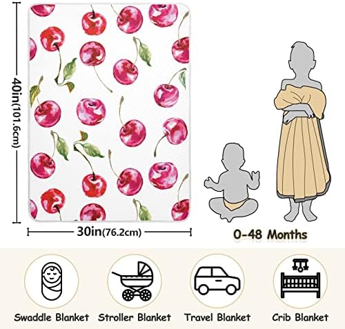 Swaddle Clabte Awateror Cherry Cherry Contebet за новороденчиња, примање ќебе, лесен меко висино ќебе за креветчето, шетач, расадници,