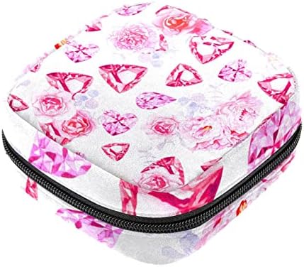 Период торба, санитарна торба за складирање на салфетка, торбичка за периоди, торба за шминка за патувања, лесна роза цвет цветна розова шема