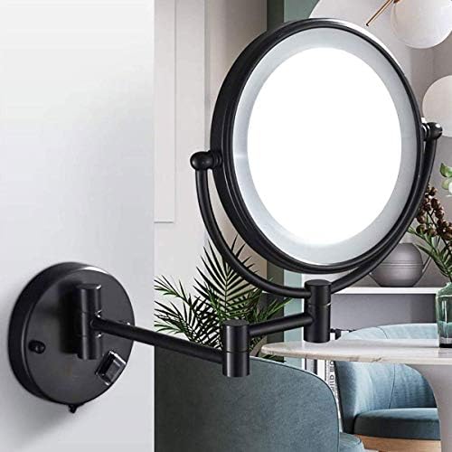 8-инчен LED огледало за шминка Mountид, двострано вртење суета огледало, Chrome, USB полнење
