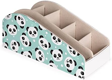 Слатка за далечинска контрола на панда, кутија за организатор на кожа со 6 оддели за складирање за дневна соба спална соба