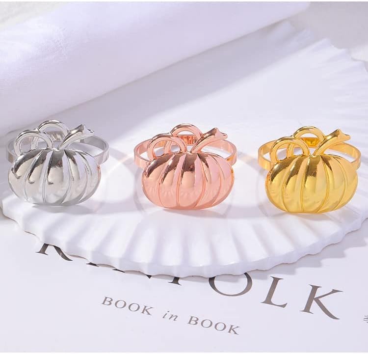 Waindark тиква златна салфетка прстени 12 парчиња држач за креативност роза салфетки за свадбени фестивали вечера за трпезариска