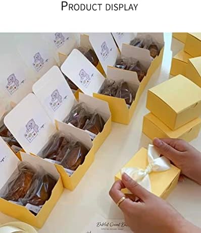 ZJSXINDI 10 Спакувајте Жолти Кутии За Подароци 4x4x2 Со Капаци, со Лента, мали кутии за подароци, За Подароци Роденден, Празници,