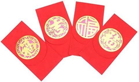 ВАЛИКЛУД 4 парчиња Кинески Плик Со Пари Кинески Црвен Пакет Пликови Со Картички Хонгбао За 2021 Година Нова Година На Вол Златен Плик Фу Среќно