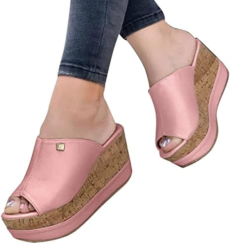 Сандали дами чевли цврста модна летна платформа во боја сандали клин чевли римски кокос сандали за жени